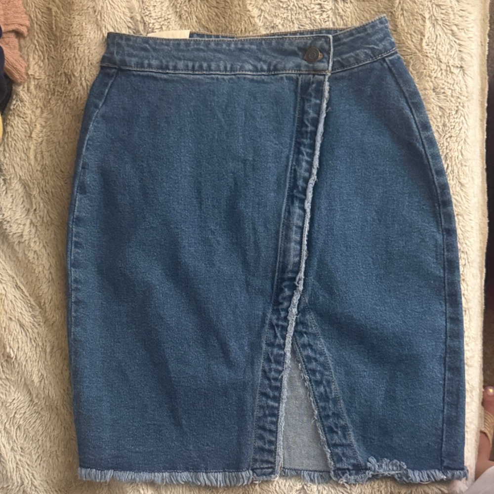 Classic Blue Denim Wrap Skirt